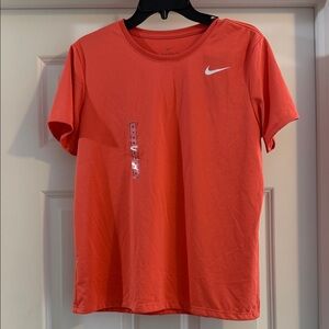 Nike Dri Fit Vibrant Orange Melon Tee with White Swoosh